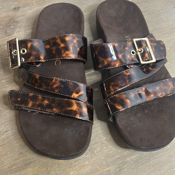 Vionic Skylar Brown Tortoise Slip On Adjautable Sandals Women Orthotic size 9 - Picture 14 of 16